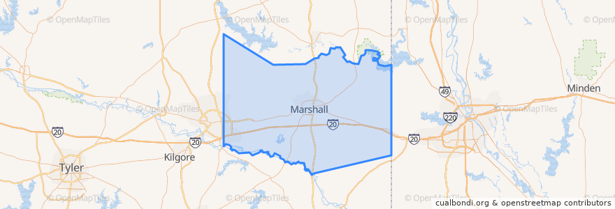 Mapa de ubicacion de Harrison County.