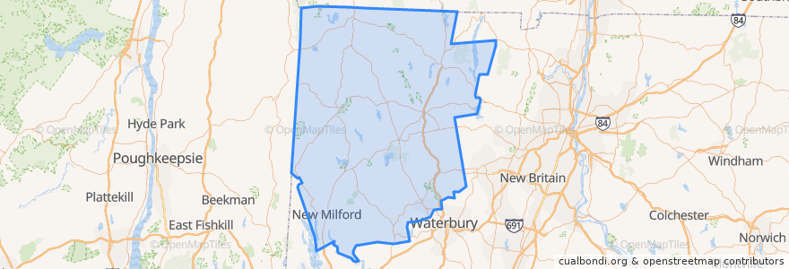 Mapa de ubicacion de Litchfield County.