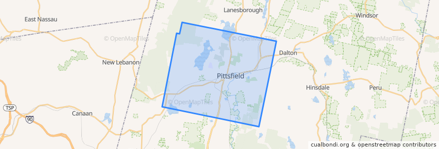 Mapa de ubicacion de Pittsfield.