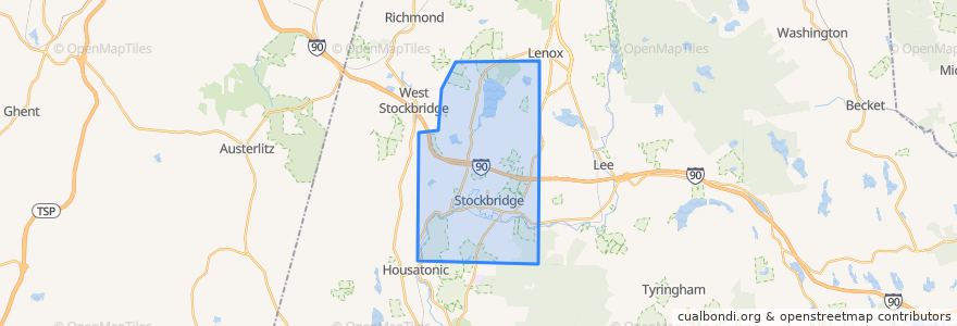 Mapa de ubicacion de Stockbridge.