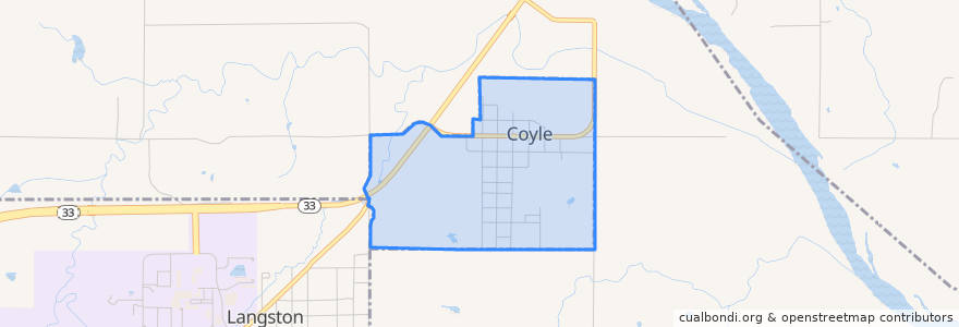 Mapa de ubicacion de Coyle.