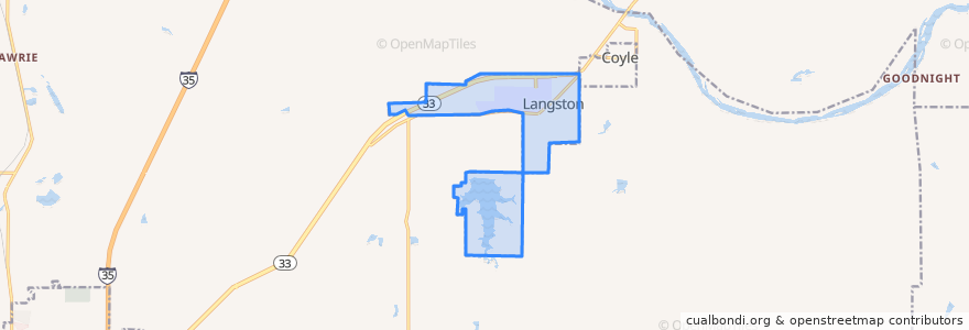 Mapa de ubicacion de Langston.