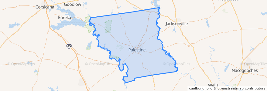 Mapa de ubicacion de Anderson County.