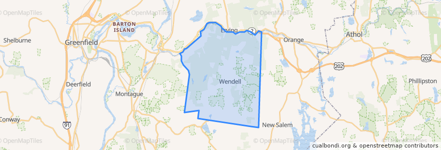 Mapa de ubicacion de Wendell.