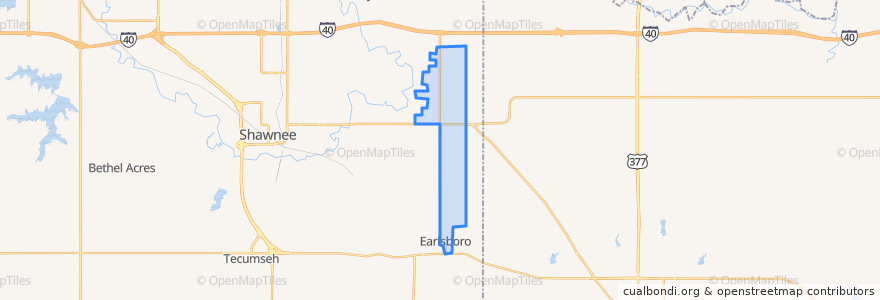 Mapa de ubicacion de Earlsboro.