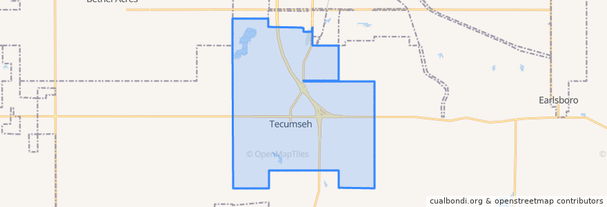 Mapa de ubicacion de Tecumseh.