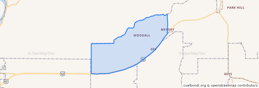Mapa de ubicacion de Woodall.