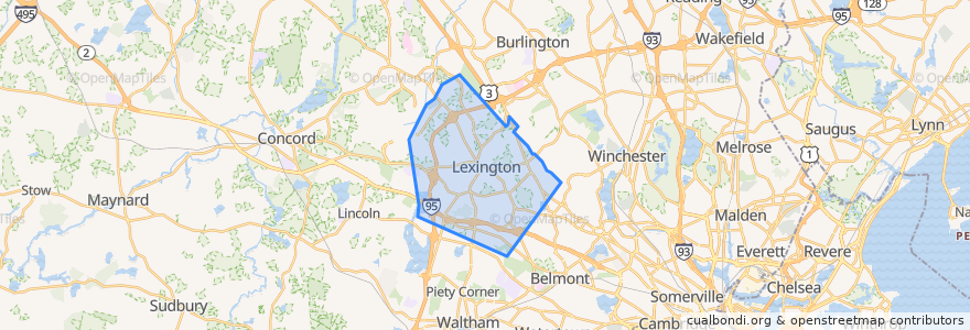 Mapa de ubicacion de Lexington.