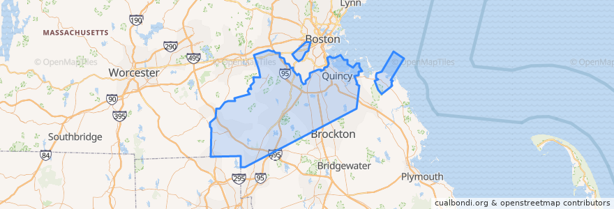 Mapa de ubicacion de Norfolk County.