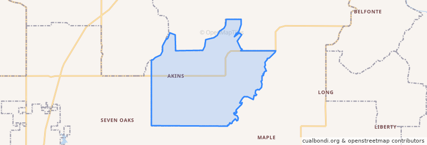 Mapa de ubicacion de Akins.