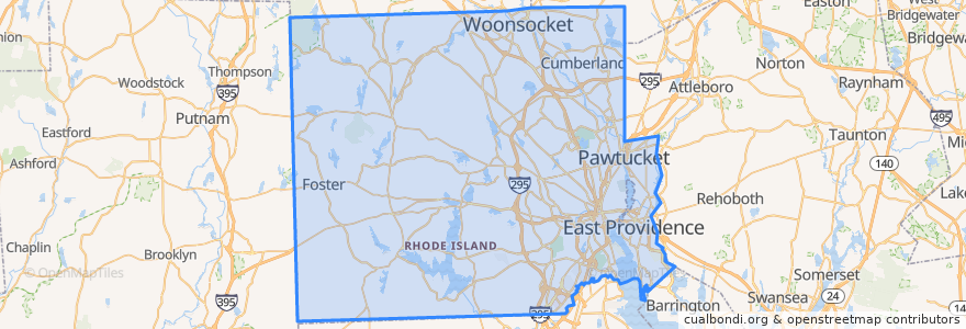 Mapa de ubicacion de Providence County.