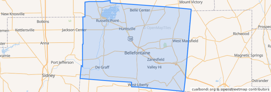Mapa de ubicacion de Contea di Logan.