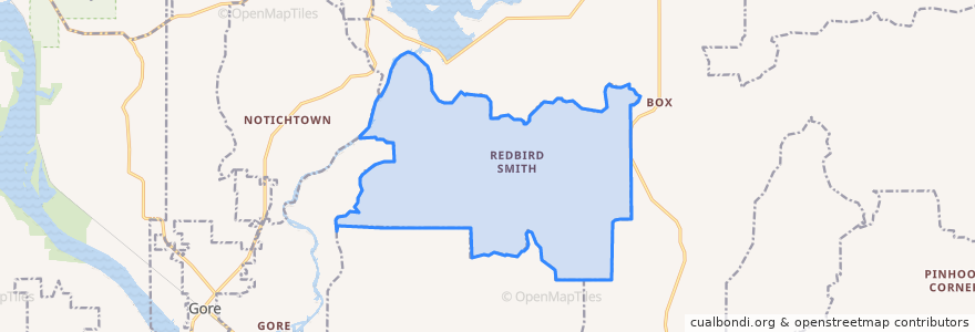 Mapa de ubicacion de Redbird Smith.