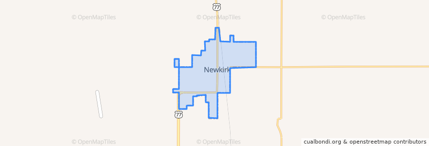 Mapa de ubicacion de Newkirk.