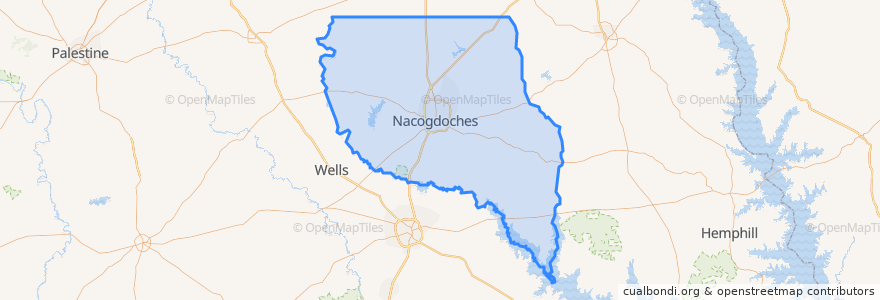 Mapa de ubicacion de Nacogdoches County.
