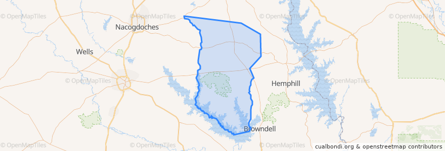 Mapa de ubicacion de San Augustine County.