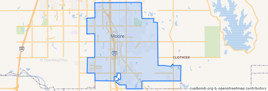 Mapa de ubicacion de Moore.