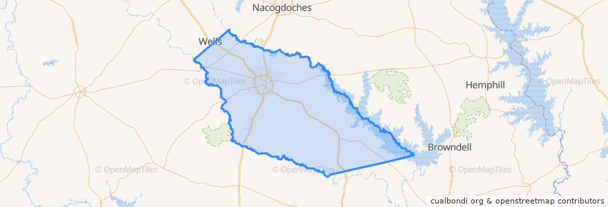 Mapa de ubicacion de Angelina County.