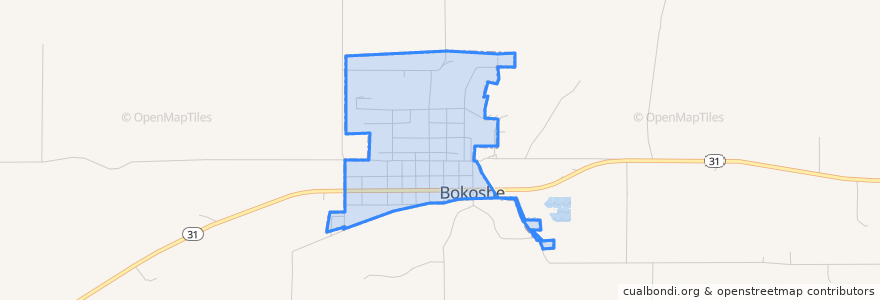 Mapa de ubicacion de Bokoshe.