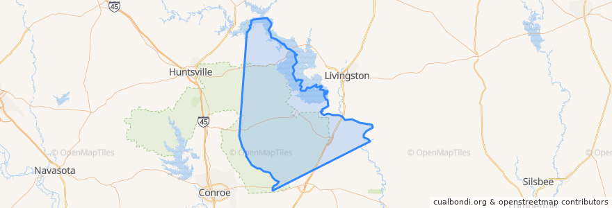 Mapa de ubicacion de San Jacinto County.