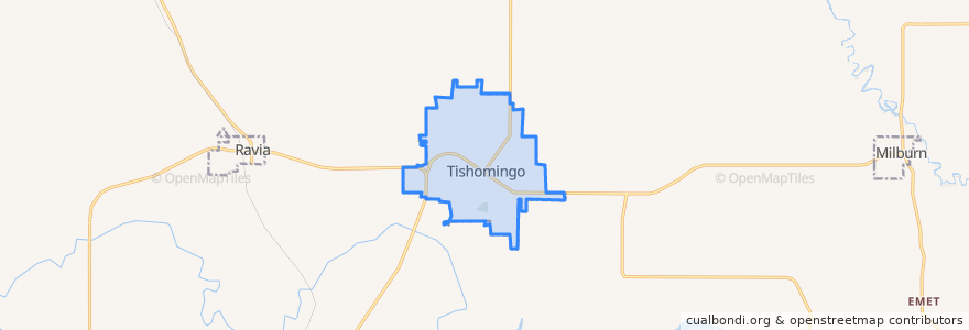 Mapa de ubicacion de Tishomingo.