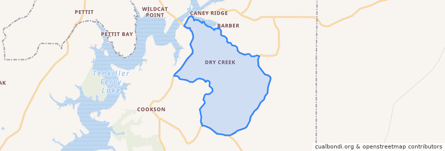Mapa de ubicacion de Dry Creek.