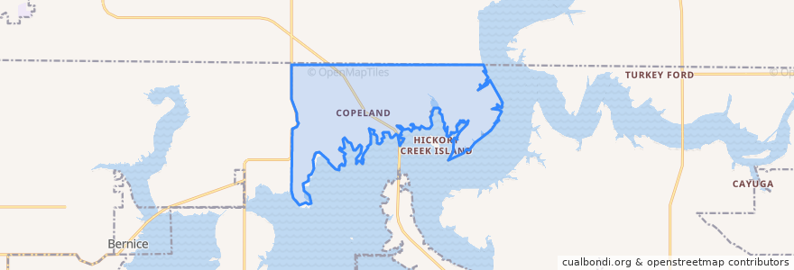 Mapa de ubicacion de Copeland.