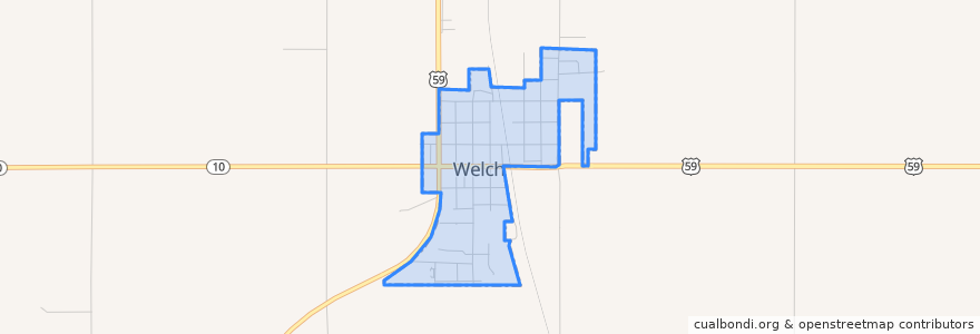 Mapa de ubicacion de Welch.