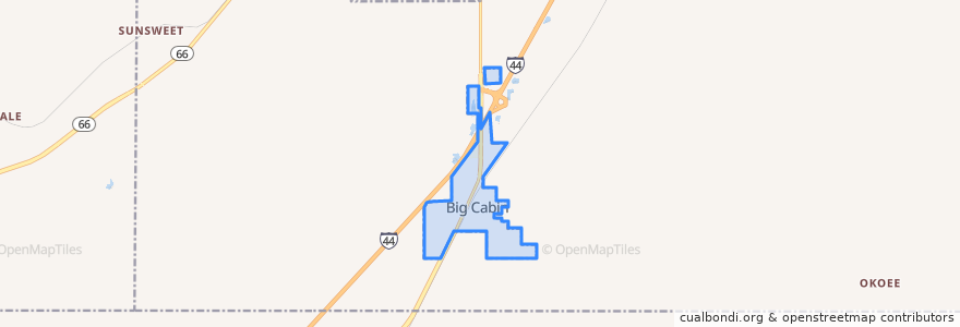Mapa de ubicacion de Big Cabin.
