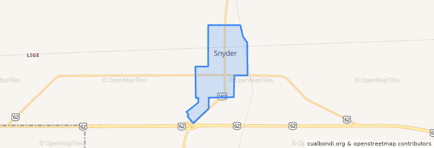 Mapa de ubicacion de Snyder.
