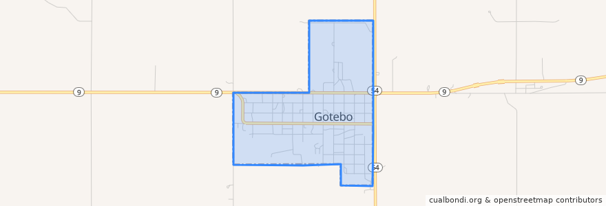 Mapa de ubicacion de Gotebo.