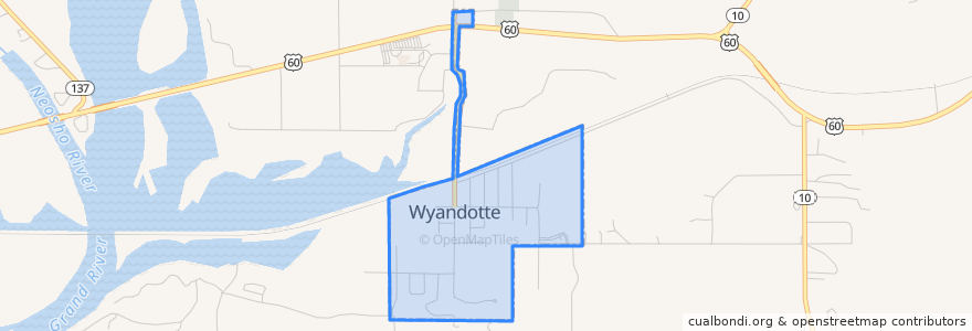 Mapa de ubicacion de Wyandotte.
