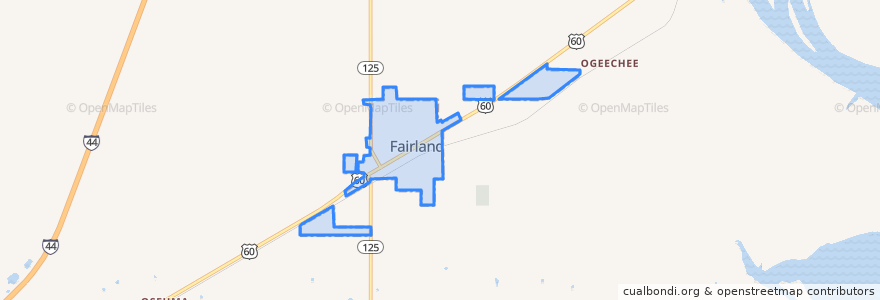 Mapa de ubicacion de Fairland.