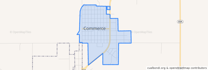 Mapa de ubicacion de Commerce.
