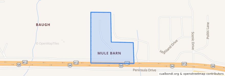 Mapa de ubicacion de Mule Barn.
