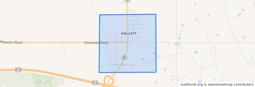 Mapa de ubicacion de Hallett.