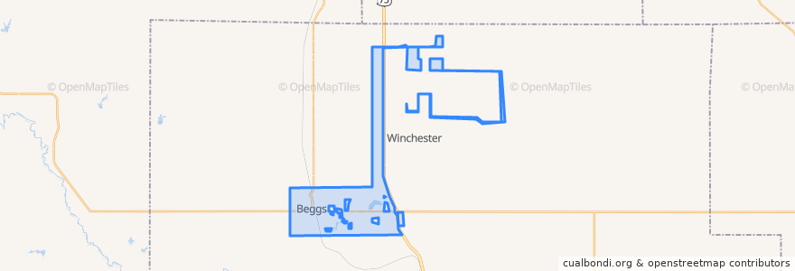 Mapa de ubicacion de Beggs.