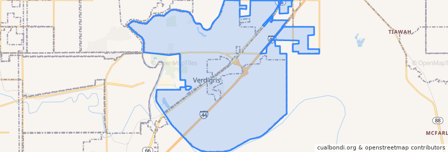 Mapa de ubicacion de Verdigris.