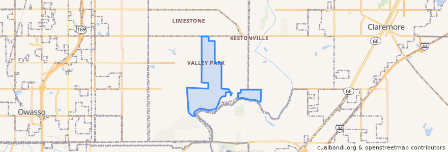 Mapa de ubicacion de Valley Park.