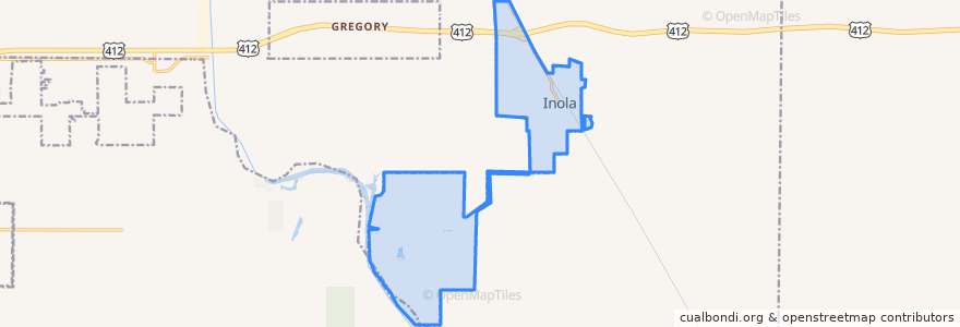 Mapa de ubicacion de Inola.