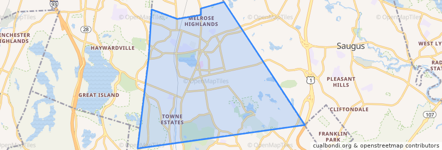 Mapa de ubicacion de Melrose.