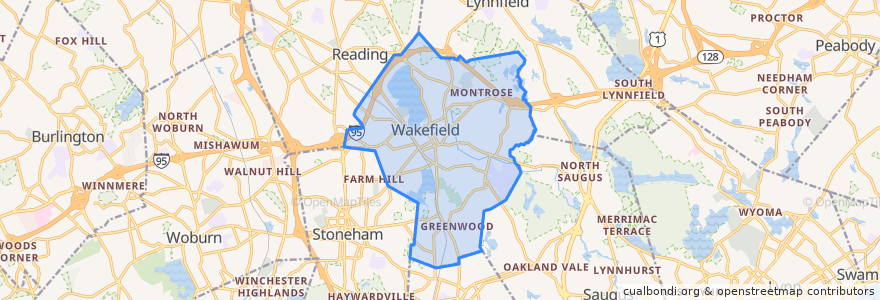 Mapa de ubicacion de Wakefield.