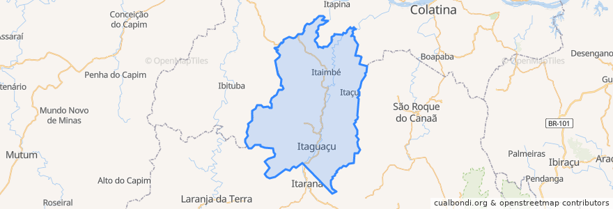 Mapa de ubicacion de Itaguaçu.