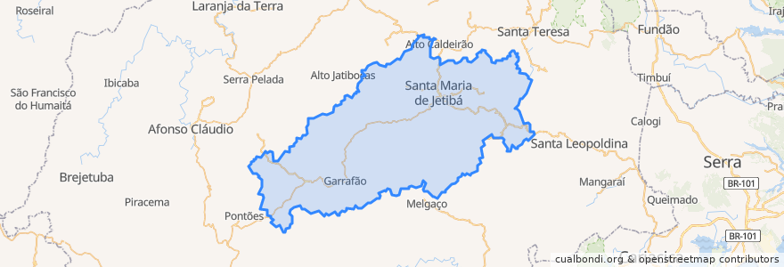 Mapa de ubicacion de Santa Maria de Jetibá.