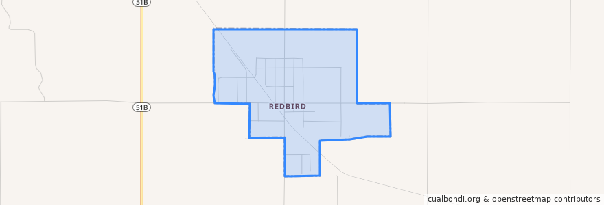 Mapa de ubicacion de Redbird.