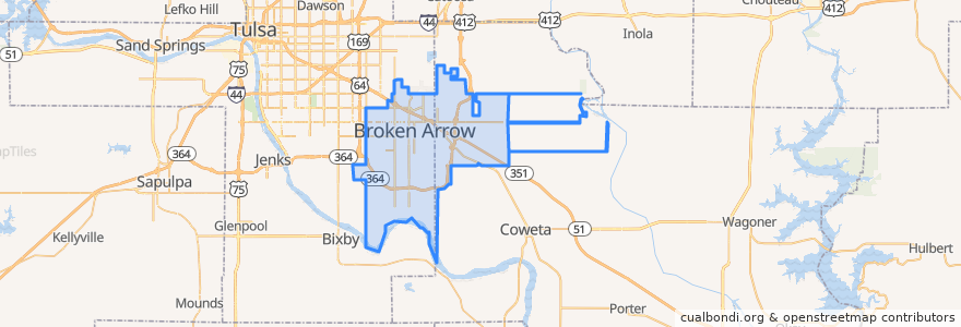 Mapa de ubicacion de Broken Arrow.