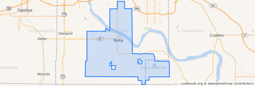 Mapa de ubicacion de Bixby.