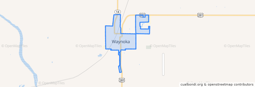 Mapa de ubicacion de Waynoka.