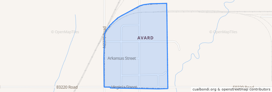 Mapa de ubicacion de Avard.