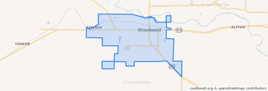 Mapa de ubicacion de Woodward.